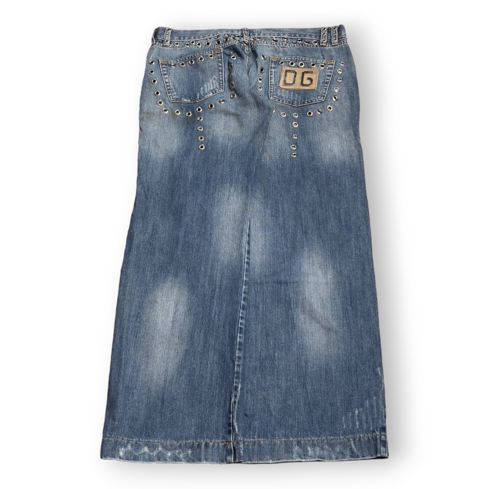 Baggy Streetwear Y2K Arcive Dolce & Gabbana blue Jeans with embroidery 