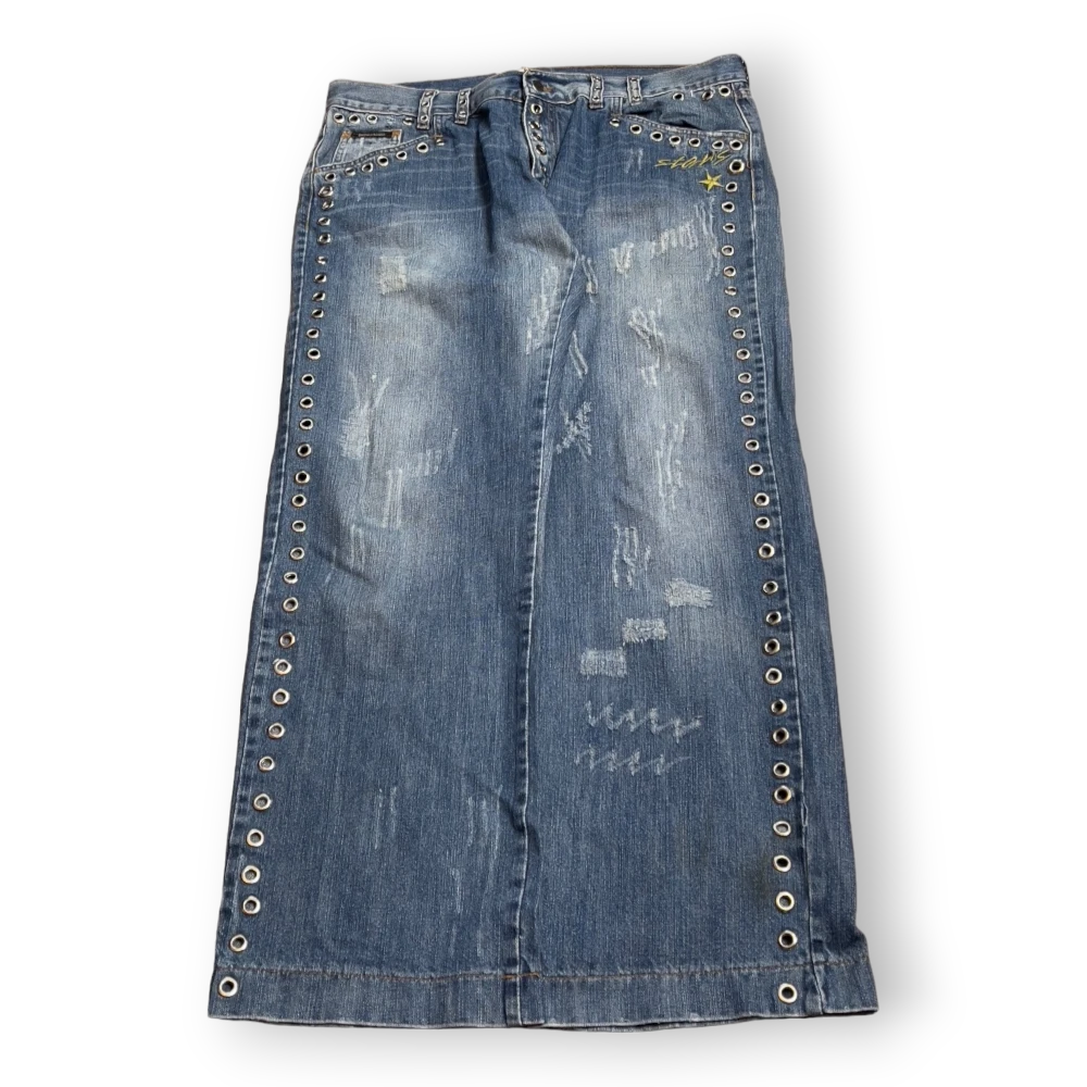 Baggy Streetwear Y2K Arcive Dolce & Gabbana blue Jeans with embroidery 